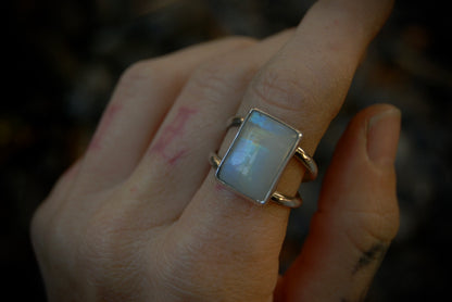 Small Square Moonstone Ring sz-9.75