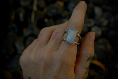 Small Square Moonstone Ring sz-9.75