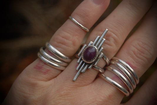 Pink Sapphire August Ring sz-5.5