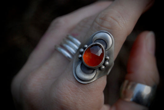 Garnet Saddle Ring sz-7