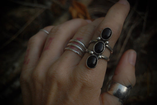 Triple Onyx Ring sz-7