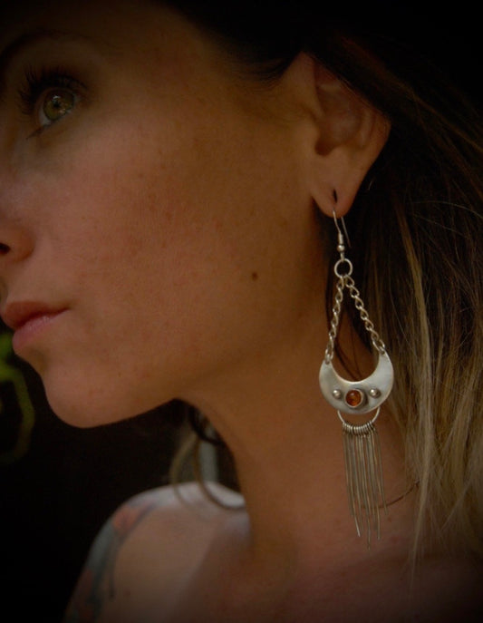 Custom moon fringe earrings, not for public sale